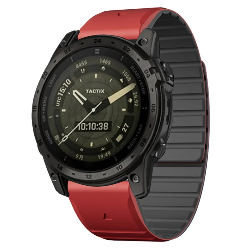 For Garmin Fenix 5 / 5X / 6X / 7X Replacement Strap 26mm Dual Color Silicone Smart Watchband - Red / Black