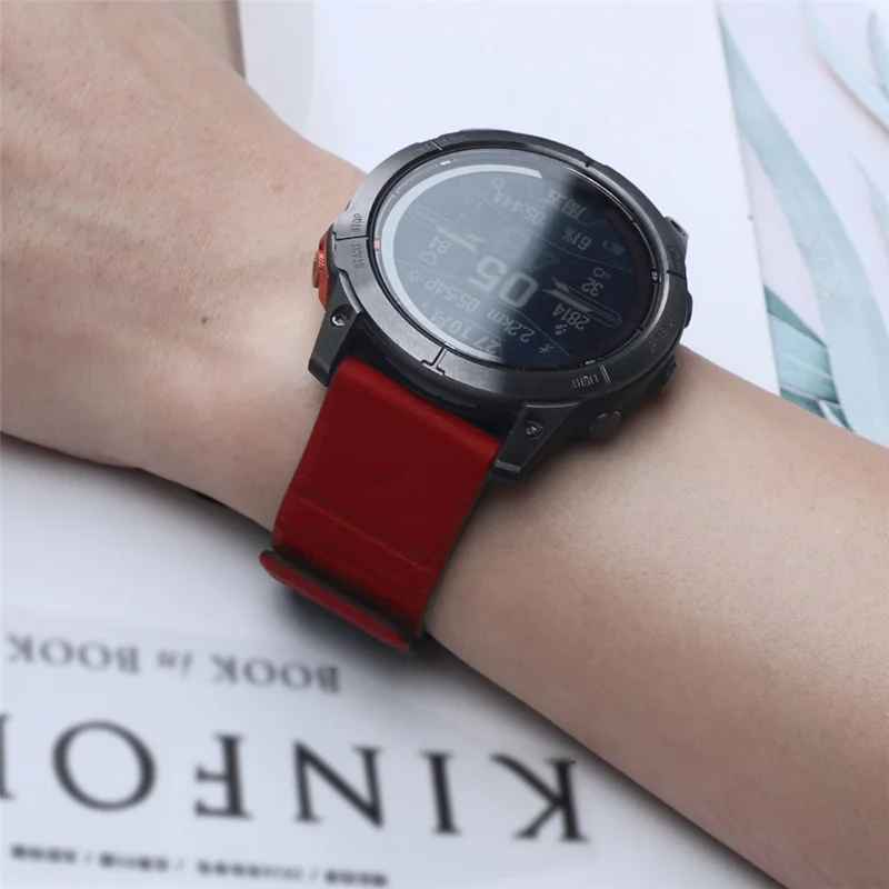 For Garmin Fenix 5 / 5X / 6X / 7X Replacement Strap 26mm Dual Color Silicone Smart Watchband - Red / Black