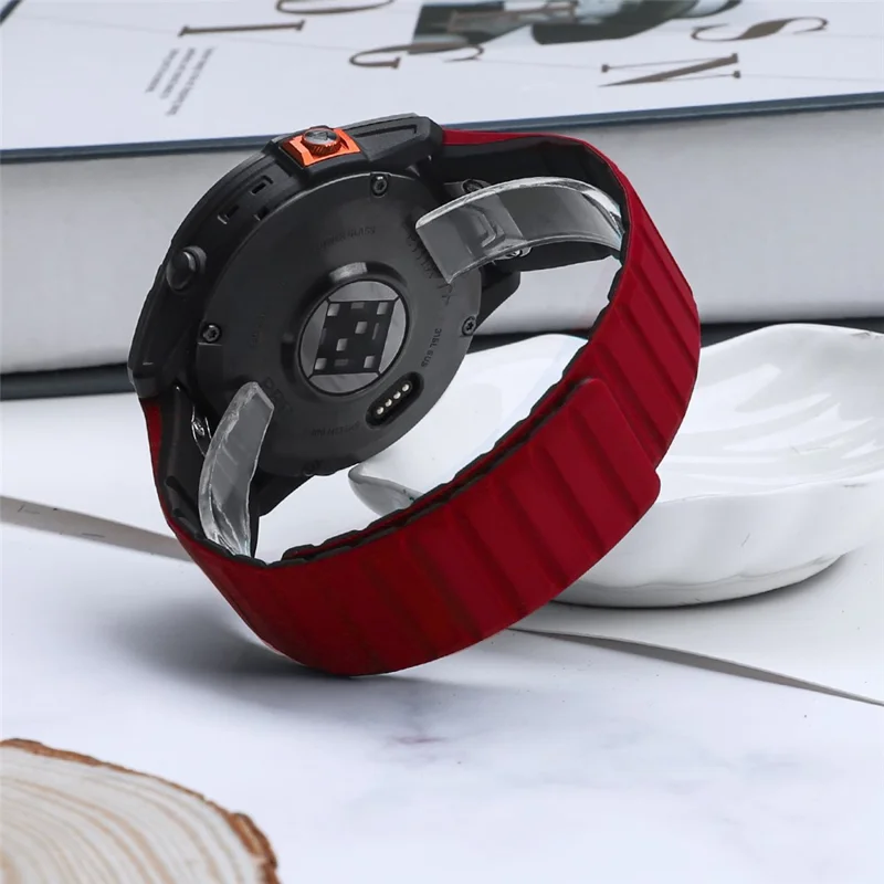 For Garmin Fenix 5 / 5X / 6X / 7X Replacement Strap 26mm Dual Color Silicone Smart Watchband - Red / Black