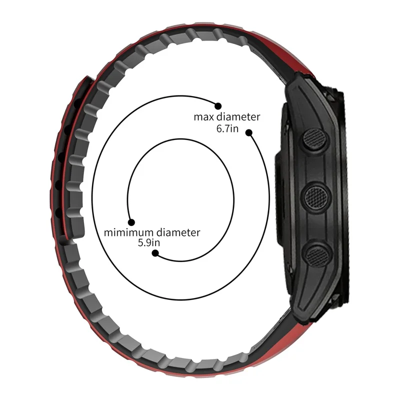 For Garmin Fenix 5 / 5X / 6X / 7X Replacement Strap 26mm Dual Color Silicone Smart Watchband - Red / Black