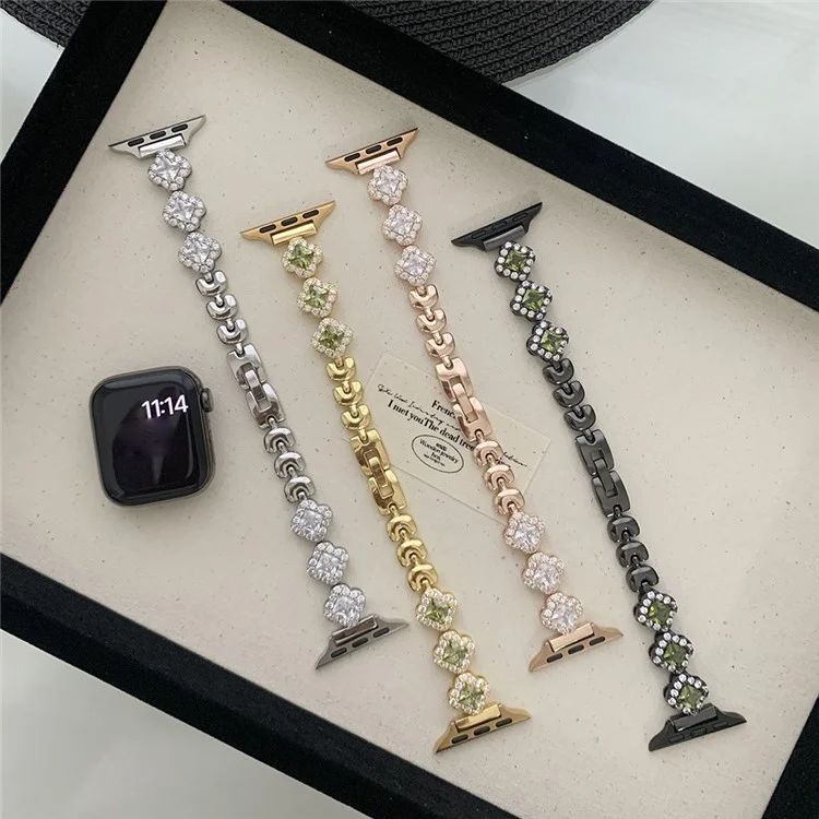 Vierblättriger Klee-Armband für Apple Watch Series 10 42mm / 9 8 7 41mm / SE (2023) SE (2022) SE 6 5 4 40mm / 3 2 1 38mm Zinklegierung Band - Silber