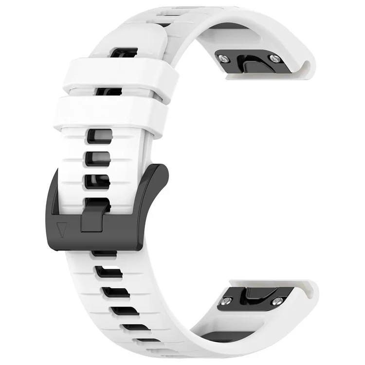 For Garmin Fenix 7 / Fenix 7 Pro Silicone Watch Band 22mm Replacement Straps - White+Black