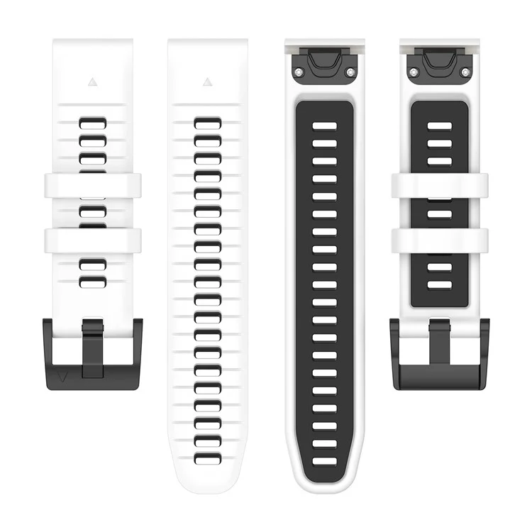 For Garmin Fenix 7 / Fenix 7 Pro Silicone Watch Band 22mm Replacement Straps - White+Black