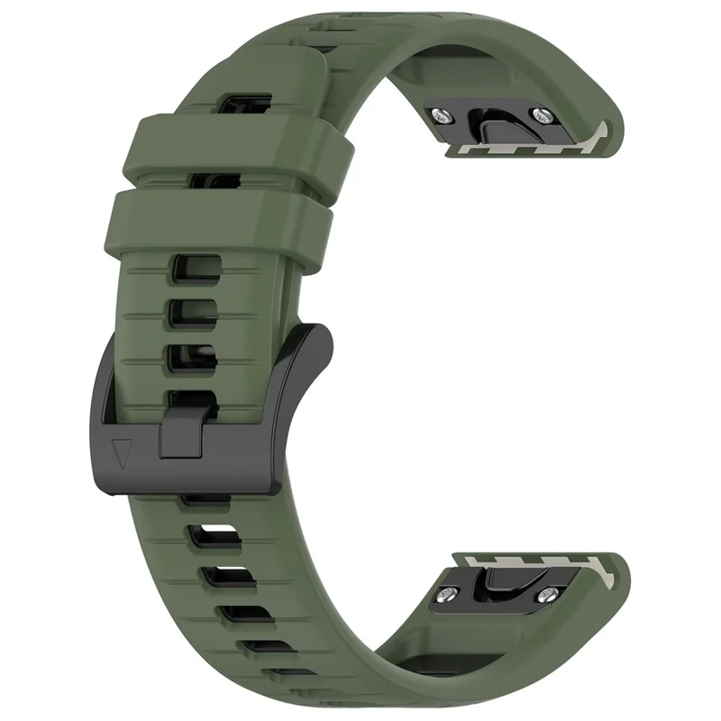 For Garmin Fenix 7 / Fenix 7 Pro Silicone Watch Band 22mm Replacement Straps - Olive Green+Black