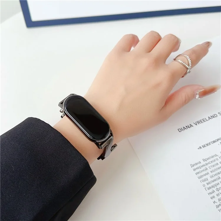 Für Xiaomi Mi Band 9 NFC / Mi Band 9 / Smart Band 8 NFC / Smart Band 8 / Band 7 / 6 / 5 Uhrenarmband Zink-Legierung Wellendesign Armband - Schwarz