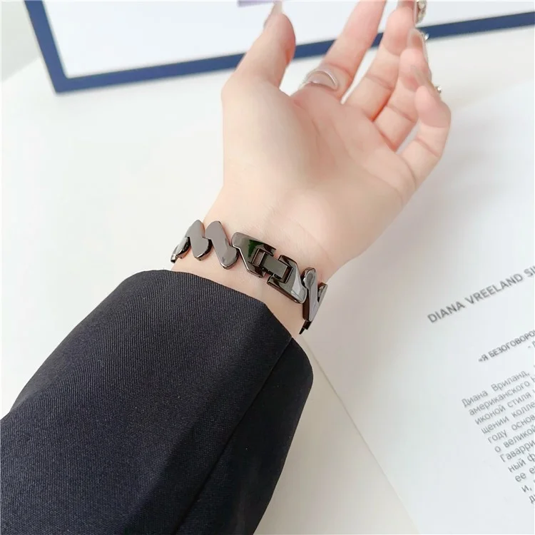 Für Xiaomi Mi Band 9 NFC / Mi Band 9 / Smart Band 8 NFC / Smart Band 8 / Band 7 / 6 / 5 Uhrenarmband Zink-Legierung Wellendesign Armband - Schwarz