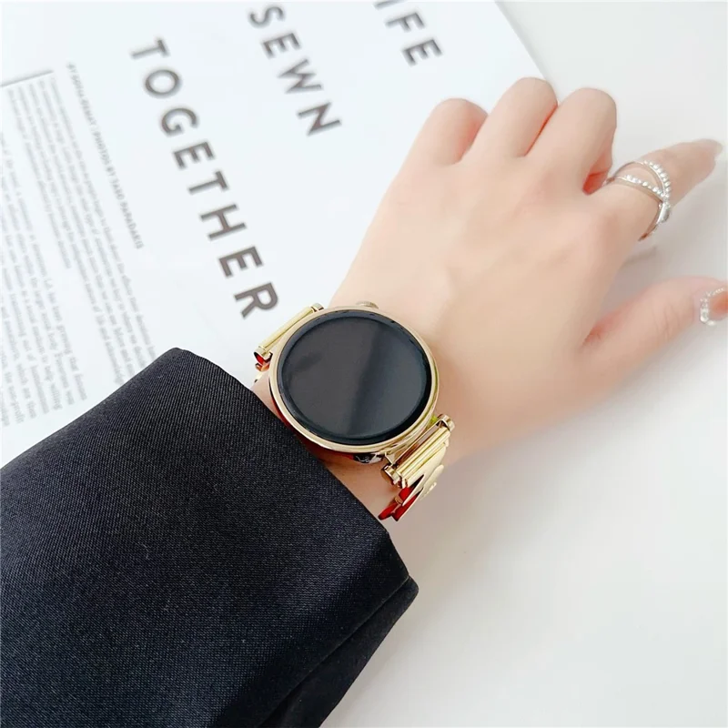 For Huawei Watch GT 4 41mm / Garmin Venu 3S Strap Wave Design 18mm Zinc Alloy Wristband - Rose Gold