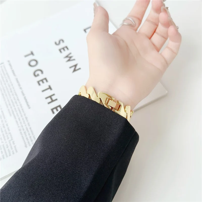 For Huawei Watch GT 4 41mm / Garmin Venu 3S Strap Wave Design 18mm Zinc Alloy Wristband - Rose Gold