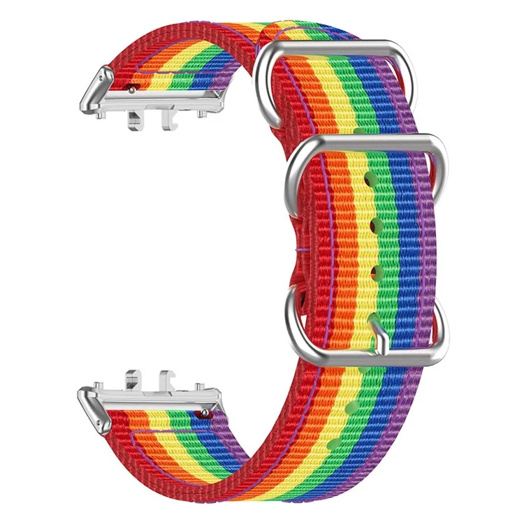 For Samsung Galaxy Fit3 SM-R390 Nylon Watch Strap Three Rings Replacement Wrist Band  - Rainbow