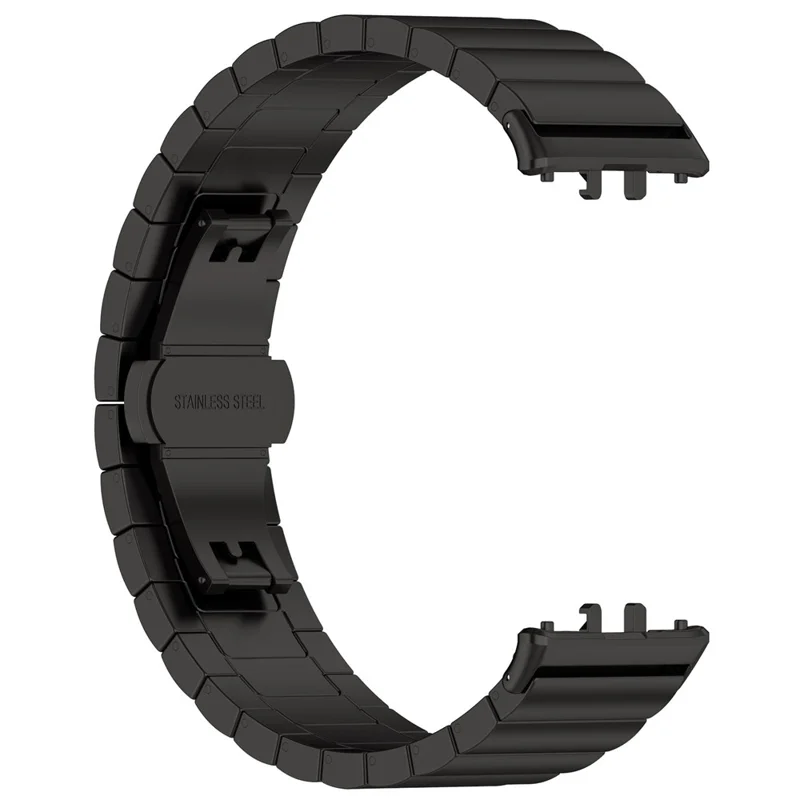 For Samsung Galaxy Fit3 SM-R390 Stainless Steel Strap Butterfly Buckle Replacement Band - Black