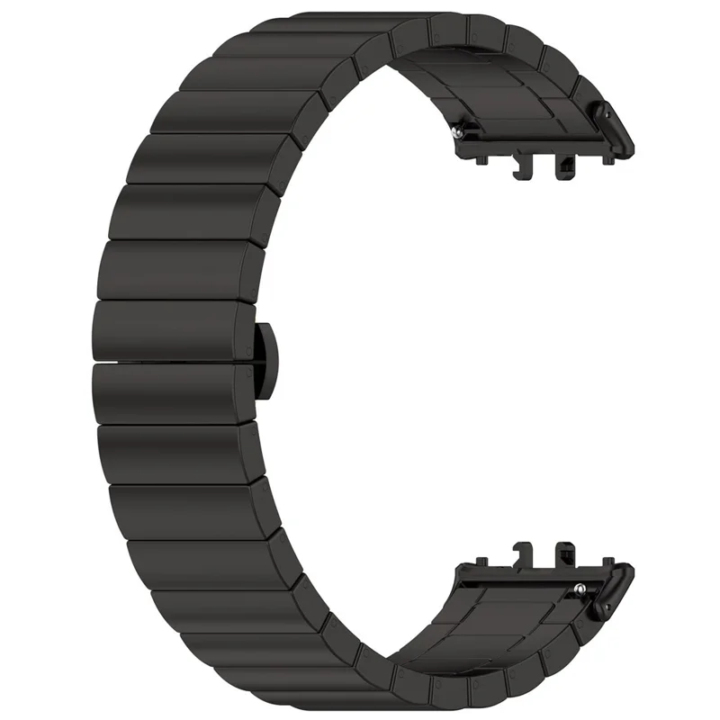 For Samsung Galaxy Fit3 SM-R390 Stainless Steel Strap Butterfly Buckle Replacement Band - Black
