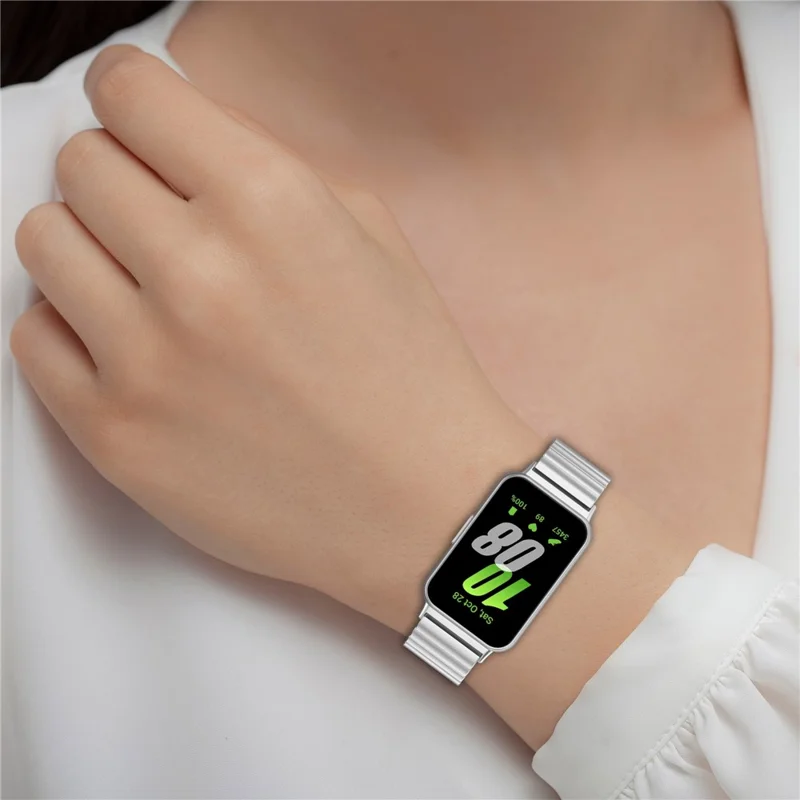 For Samsung Galaxy Fit3 SM-R390 Stainless Steel Strap Butterfly Buckle Replacement Band - Black