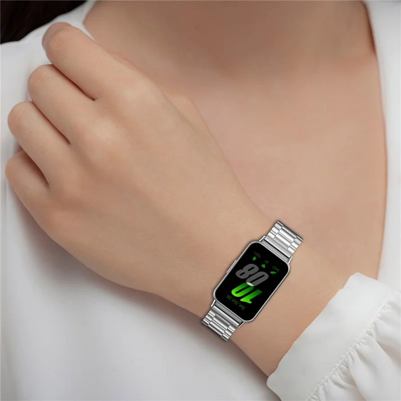 For Samsung Galaxy Fit3 SM-R390 Replacement Strap Classic 3-Bead Stainless Steel Watch Band - Gold
