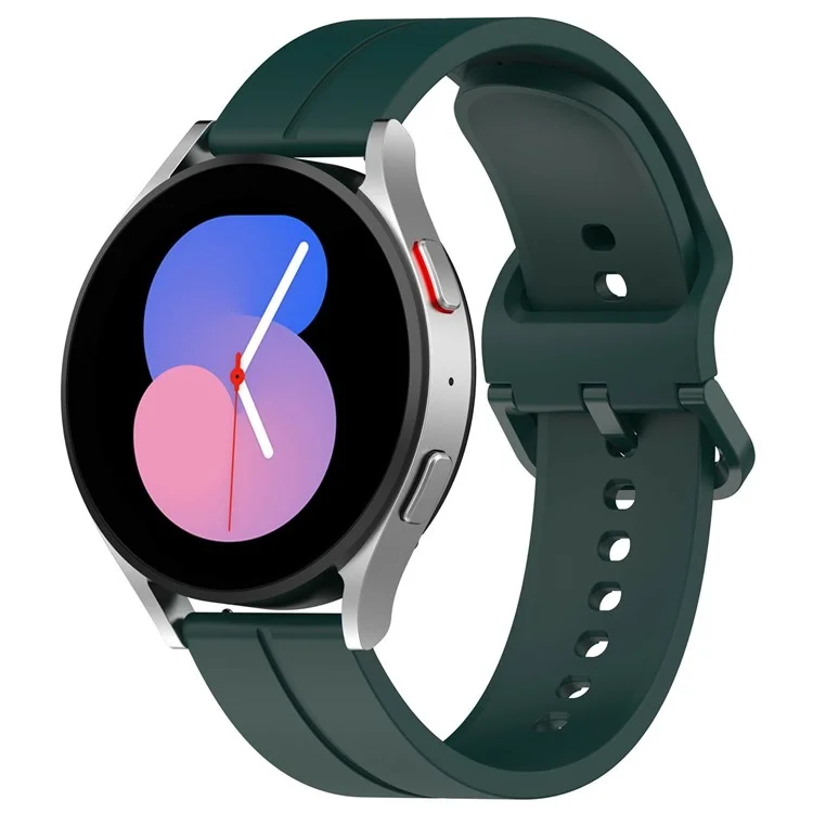 For Samsung Galaxy Watch6 Classic 43mm / 47mm Silicone Watch Strap 20mm Adjustable Wrist Band - Midnight Green