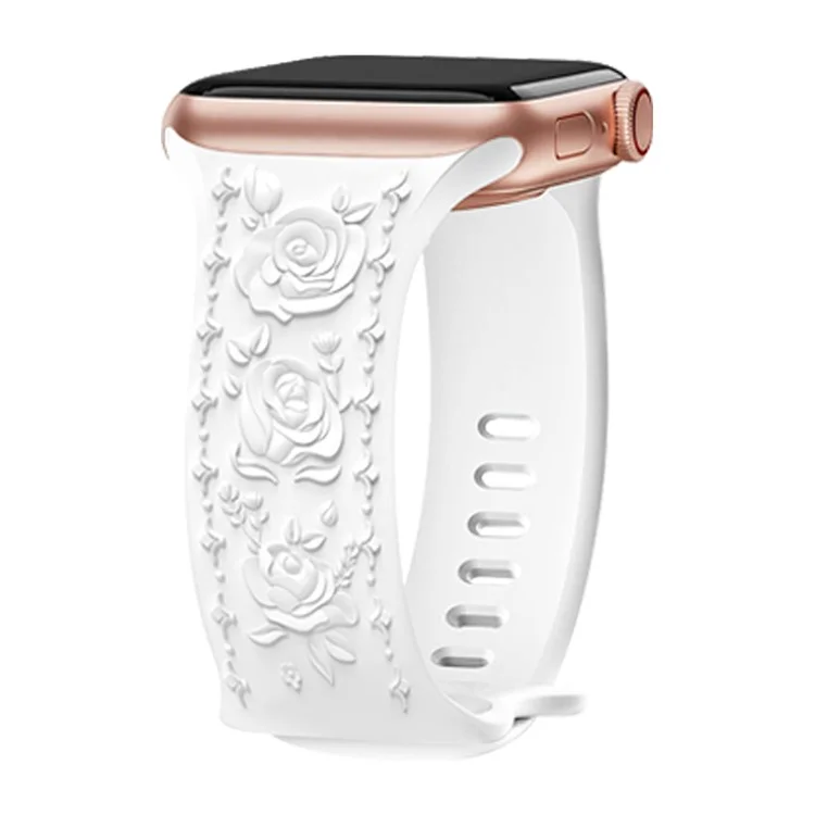Embossing Strap for Apple Watch 10 46mm / Ultra 2 / Ultra 49mm / 9 8 7 45mm / SE (2023) SE (2022) SE 6 5 4 44mm / 3 2 1 42mm Silicone Band - White