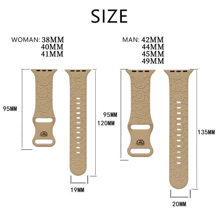 Embossing Strap for Apple Watch 10 46mm / Ultra 2 / Ultra 49mm / 9 8 7 45mm / SE (2023) SE (2022) SE 6 5 4 44mm / 3 2 1 42mm Silicone Band - White