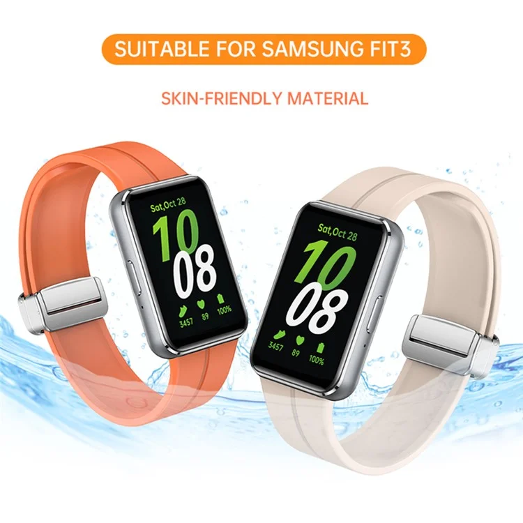 Для Samsung Galaxy Fit3 Replacement Wrist Band Soft Silicone Watch Band with Magnetic Folding Buckle - Black