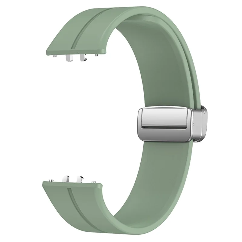For Samsung Galaxy Fit3 Replacement Wrist Band Soft Silicone Watch Band with Magnetic Folding Buckle - Grey Green