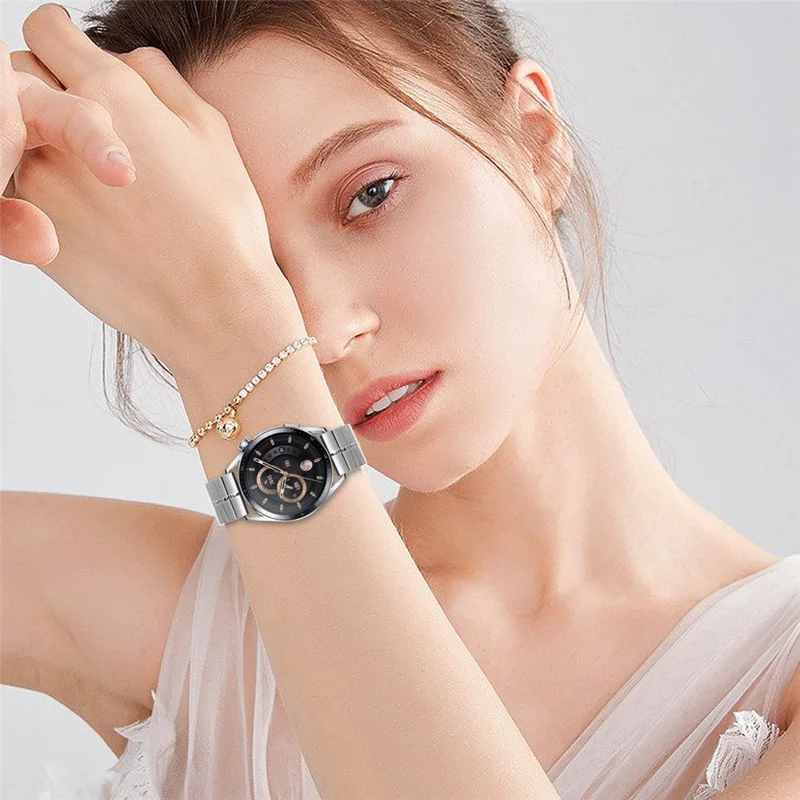 For Huawei Watch GT 4 46mm Strap Bracelet 1-Bead Stainless Steel Smart Watch Bands - Silver