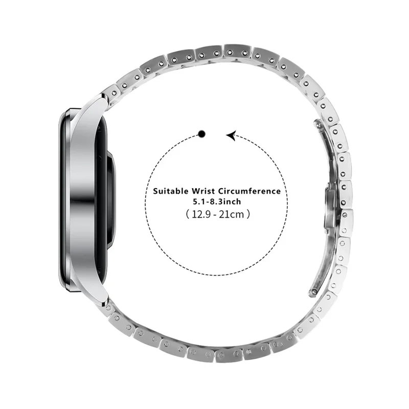 For Huawei Watch GT 4 46mm Strap Bracelet 1-Bead Stainless Steel Smart Watch Bands - Silver