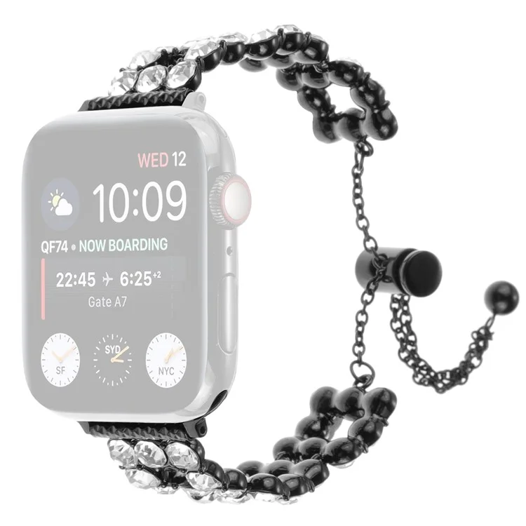 Watch Band for Apple Watch Series 10 42mm / 9 8 7 41mm / SE (2023) SE (2022) SE 6 5 4 40mm / 3 2 1 38mm Zinc Alloy Watch Strap - Black
