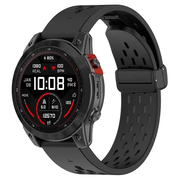 KALEBOL KLB-DDGJ-001 Per Garmin Fenix 7S / 7S Pro QuickFit 20mm Cinturino in Silicone con Fibbia Magnetica Pieghevole - Nero