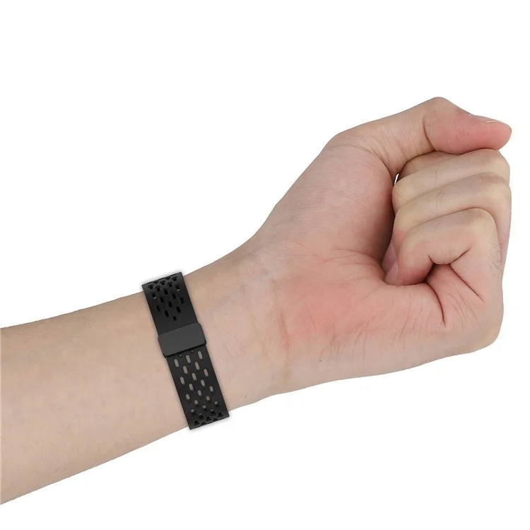KALEBOL KLB-DDGJ-001 Per Garmin Fenix 7S / 7S Pro QuickFit 20mm Cinturino in Silicone con Fibbia Magnetica Pieghevole - Nero