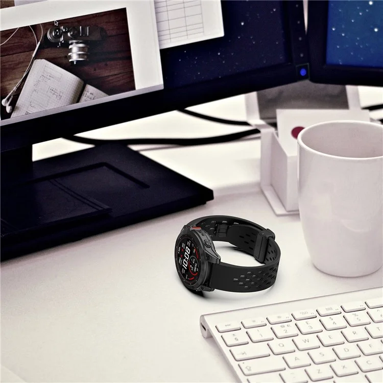 KALEBOL KLB-DDGJ-001 Per Garmin Fenix 7S / 7S Pro QuickFit 20mm Cinturino in Silicone con Fibbia Magnetica Pieghevole - Nero