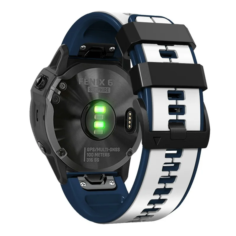 KALEBOL KLB-ZWGJ-001 For Garmin Fenix 7 / 7 Pro Silicone Watch Band QuickFit 22mm Dual Color Strap - White+Blue