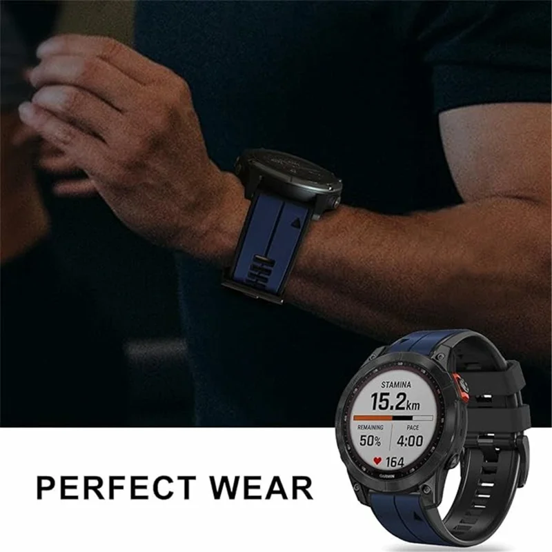 KALEBOL KLB-ZWGJ-001 For Garmin Fenix 7 / 7 Pro Silicone Watch Band QuickFit 22mm Dual Color Strap - White+Blue