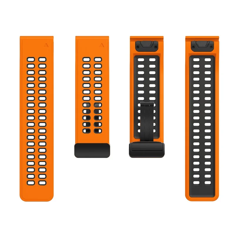 KALEBOL KLB-SSGJ-003 For Garmin Fenix 7X / 7X Pro Watch Band QuickFit 26mm Magnetic Buckle Silicone Band - Orange+Black