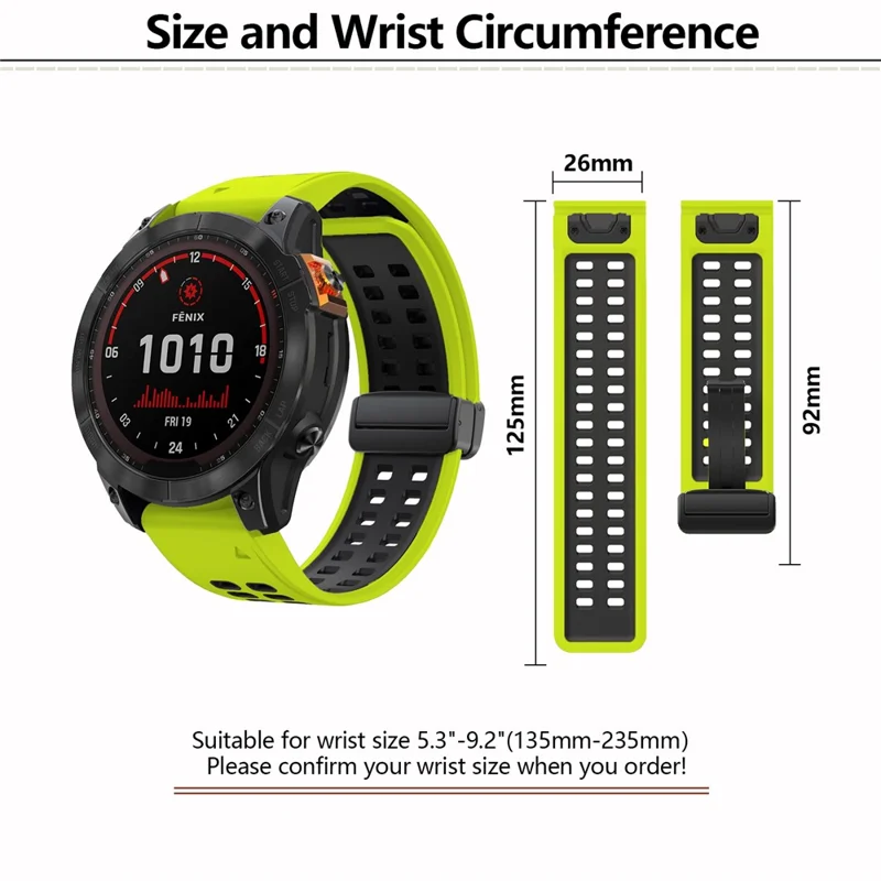 KALEBOL KLB-SSGJ-003 For Garmin Fenix 7X / 7X Pro Watch Band QuickFit 26mm Magnetic Buckle Silicone Band - Orange+Black