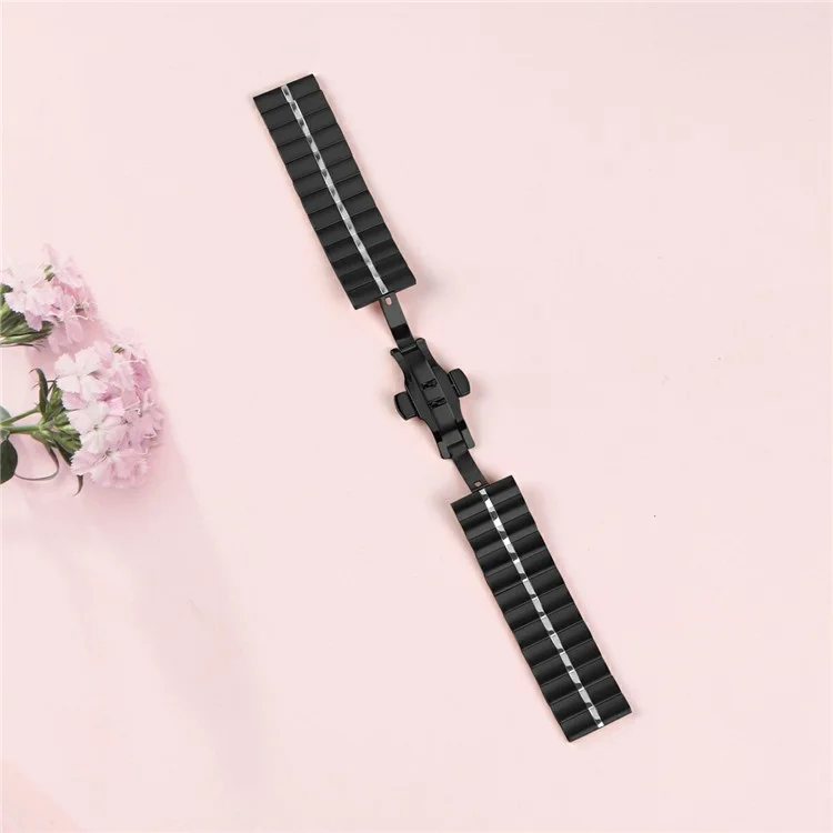 Para Huawei Watch GT 3 46mm Watch Strap Fivela de Borboleta Pulseira de Metal de Aço Inoxidável - Preto+Prata