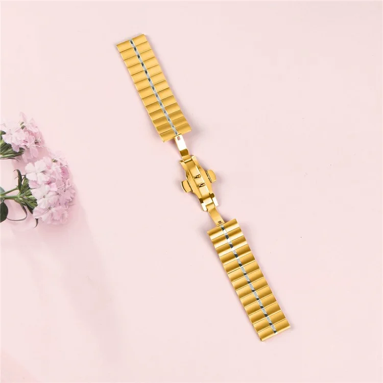 For Huawei Watch 3 / Watch 3 Pro Metal Watch Strap Stainless Steel Butterfly Buckle Wrist Band - Gold+Silver