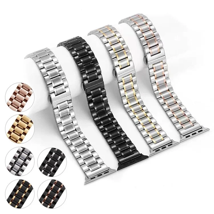 Watch Band for Apple Watch Series 10 42mm / 9 8 7 41mm / SE (2023) SE (2022) SE 6 5 4 40mm / 3 2 1 38mm 5-Beads 22mm Wrist Strap - Black