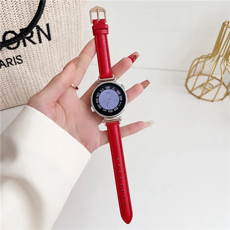 Pour Samsung Galaxy Watch3 45mm / Huawei Watch GT 4 46mm Bracelet 22mm PU Cuir Bracelet de Montre - Rouge