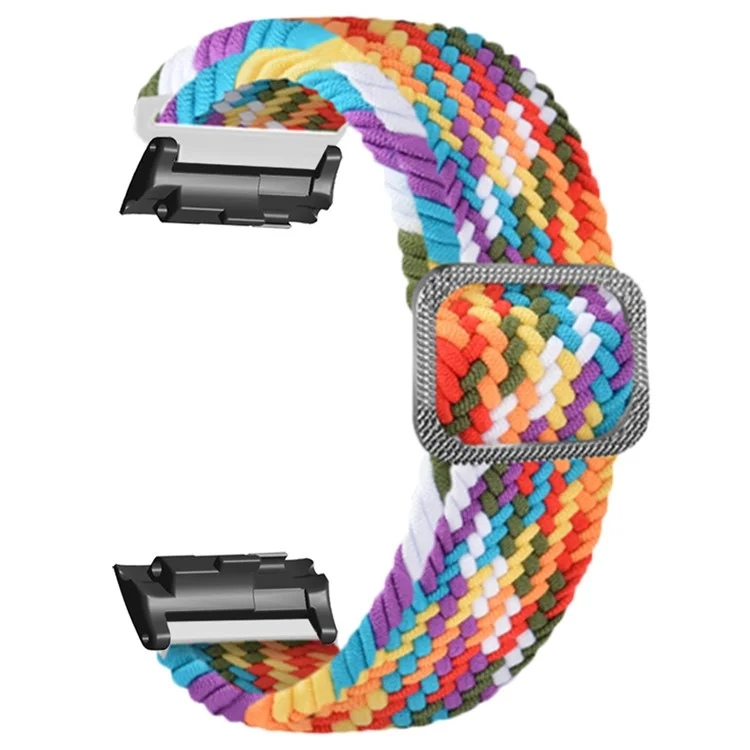For Huawei Watch D Elastic Braided Nylon Watch Strap Adjustable Wrist Band - Rainbow