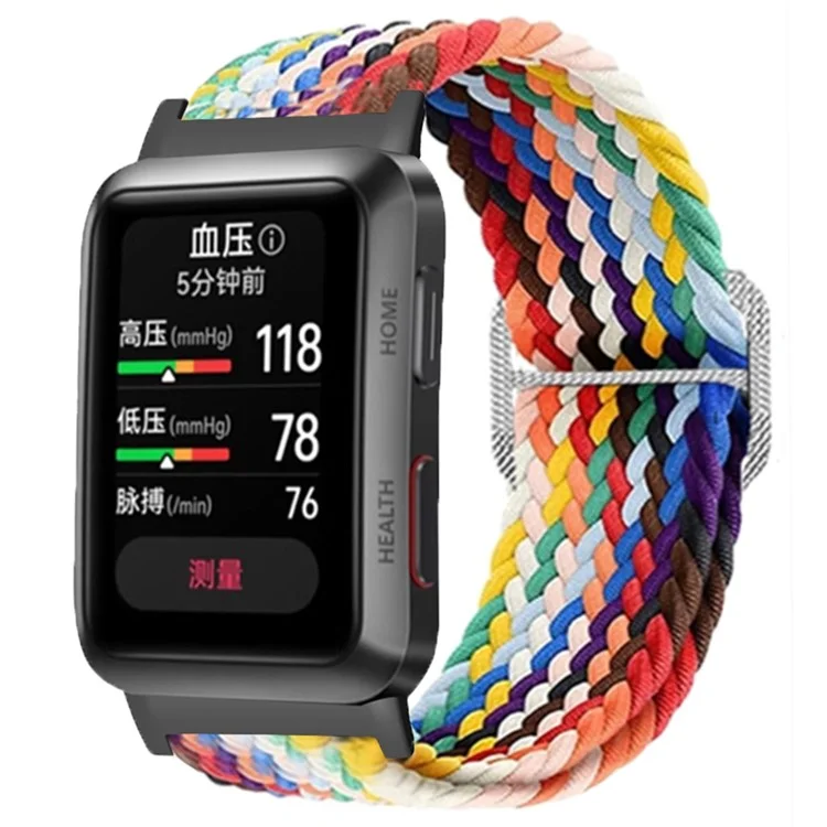 For Huawei Watch D Elastic Braided Nylon Watch Strap Adjustable Wrist Band - Rainbow