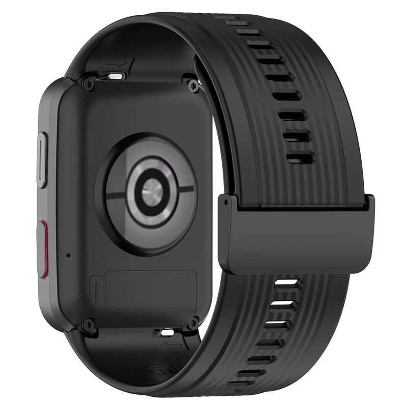 For Huawei Watch D Adjustable Silicone+Metal Watch Strap Flexible Wrist Band with Buckle - Black