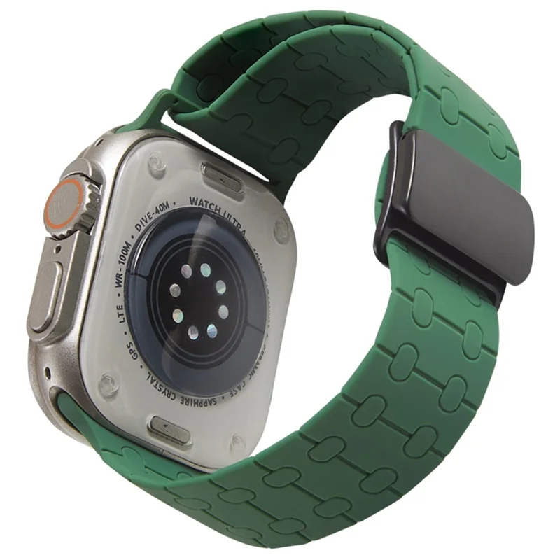 For Apple Watch Ultra 3 2 1 49mm / Series 11 10 46mm / 9 8 7 45mm / SE3 SE2 SE 6 5 4 44mm / 3 2 1 42mm Liquid Silicone Strap - Blackish Green