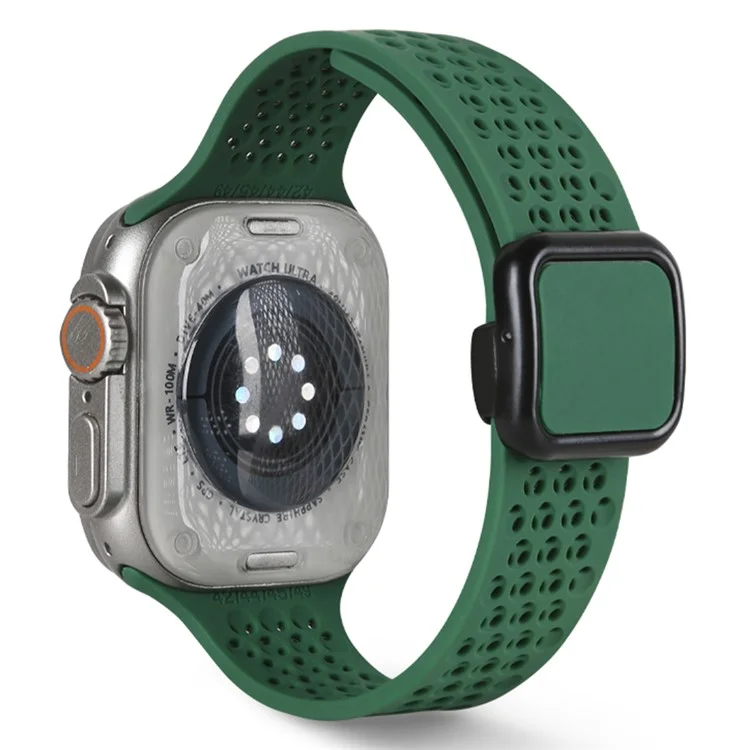 Watch Strap for Apple Watch Series 10 42mm / 9 8 7 41mm / SE (2023) SE (2022) SE 6 5 4 40mm / 3 2 1 38mm Magnetic Silicone Band - Blackish Green