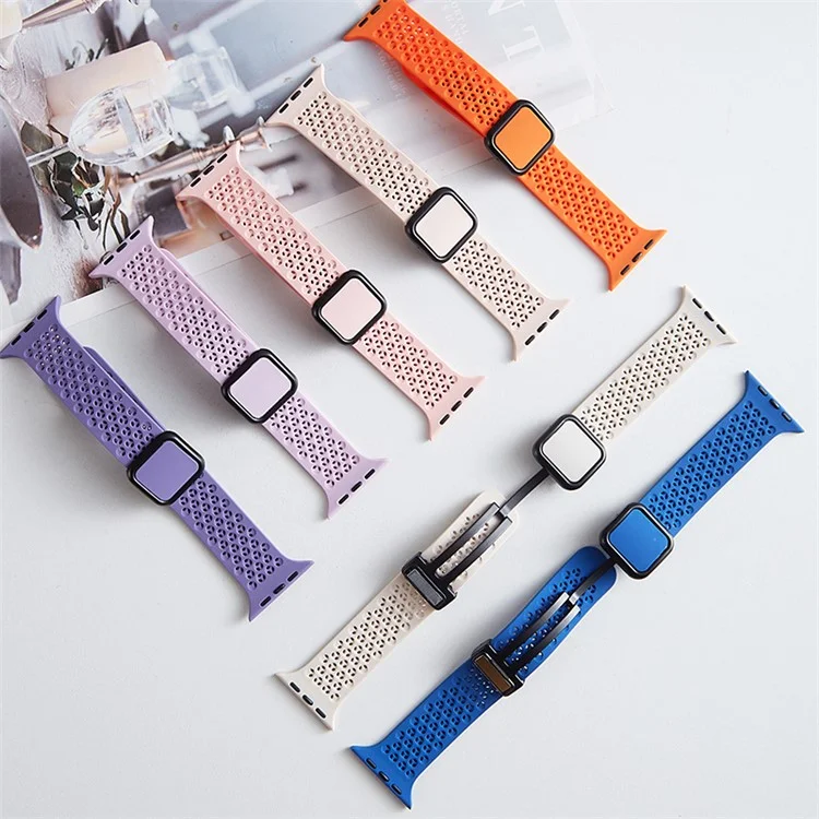 Watch Strap for Apple Watch Series 10 42mm / 9 8 7 41mm / SE (2023) SE (2022) SE 6 5 4 40mm / 3 2 1 38mm Magnetic Silicone Band - Blackish Green