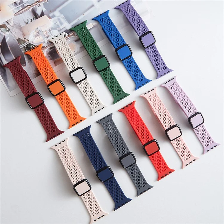 Watch Strap for Apple Watch Series 10 42mm / 9 8 7 41mm / SE (2023) SE (2022) SE 6 5 4 40mm / 3 2 1 38mm Magnetic Silicone Band - Blackish Green