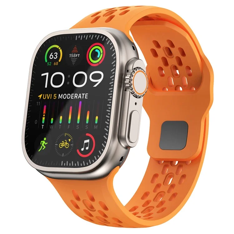 Bracelet de remplacement pour Apple Watch Series 10 42mm / 9 8 7 41mm / SE (2023) SE (2022) SE 6 5 4 40mm / 3 2 1 38mm Mesh Hole Watch Band - Orange