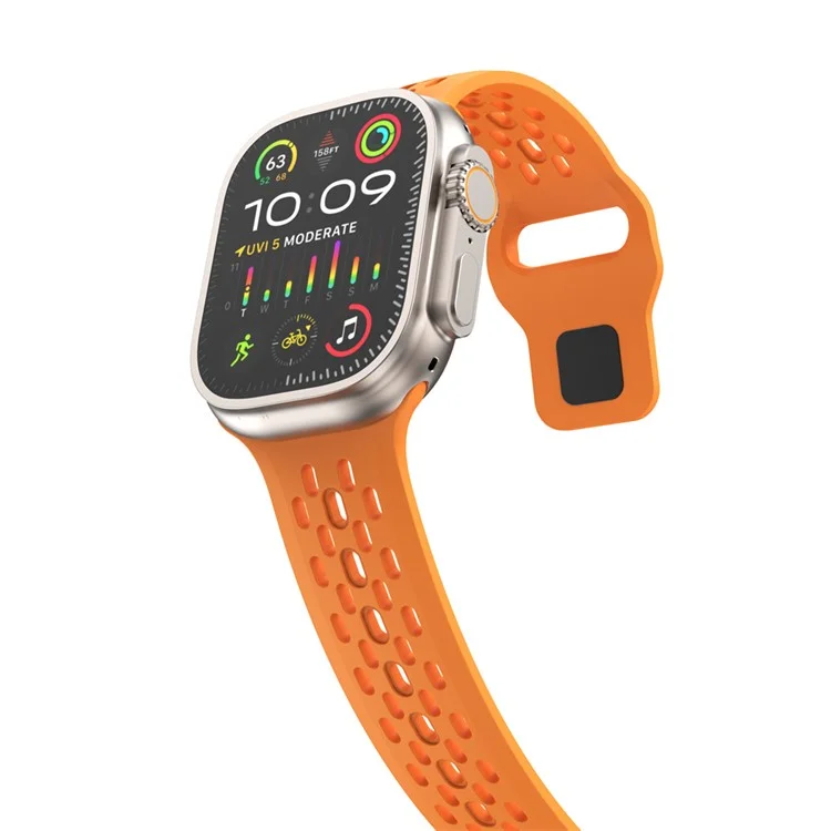 Bracelet de remplacement pour Apple Watch Series 10 42mm / 9 8 7 41mm / SE (2023) SE (2022) SE 6 5 4 40mm / 3 2 1 38mm Mesh Hole Watch Band - Orange