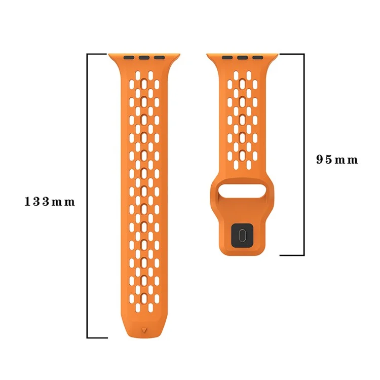 Bracelet de remplacement pour Apple Watch Series 10 42mm / 9 8 7 41mm / SE (2023) SE (2022) SE 6 5 4 40mm / 3 2 1 38mm Mesh Hole Watch Band - Orange