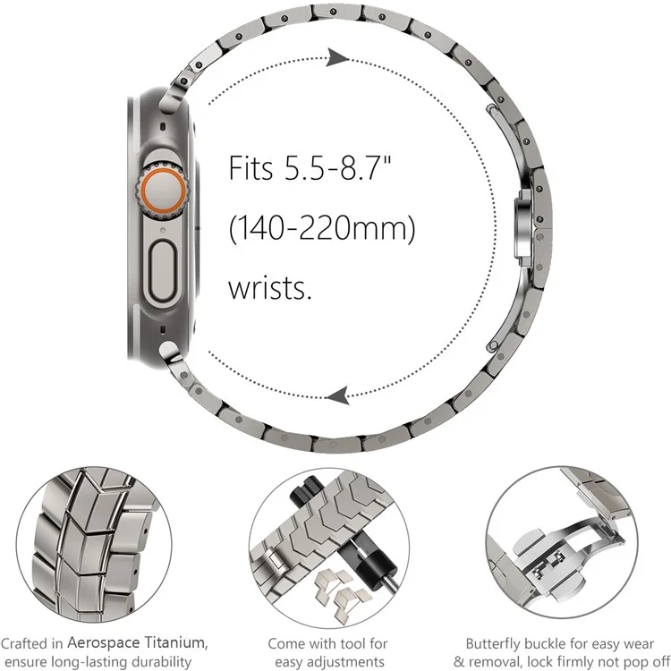 For Apple Watch Series 10 42mm / 9 8 7 41mm / SE (2023) SE (2022) SE 6 5 4 40mm / 3 2 1 38mm Watch Band Titanium Alloy Strap