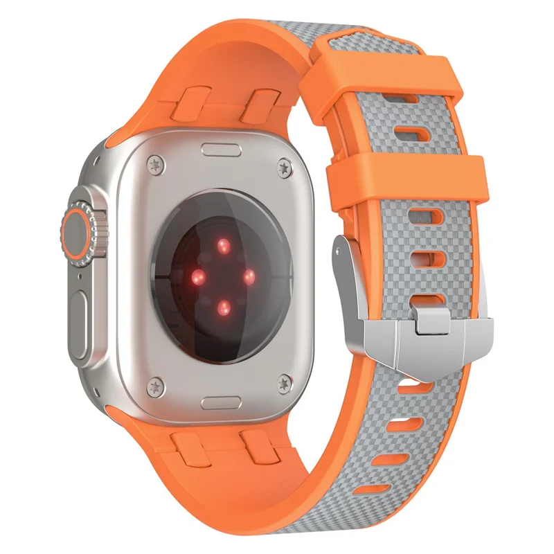 Para Apple Watch 10 46mm / Ultra 2 / Ultra 49mm / 9 8 7 45mm / SE (2023) SE (2022) SE 6 5 4 44mm / 3 2 1 42mm Silicone Watch Band - Naranja+Gris