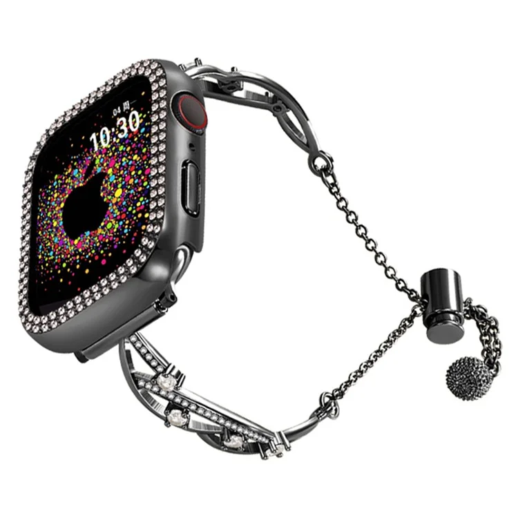Brazalete de repuesto de cobre con decoración de strass universal de 20 mm para reloj inteligente - Negro