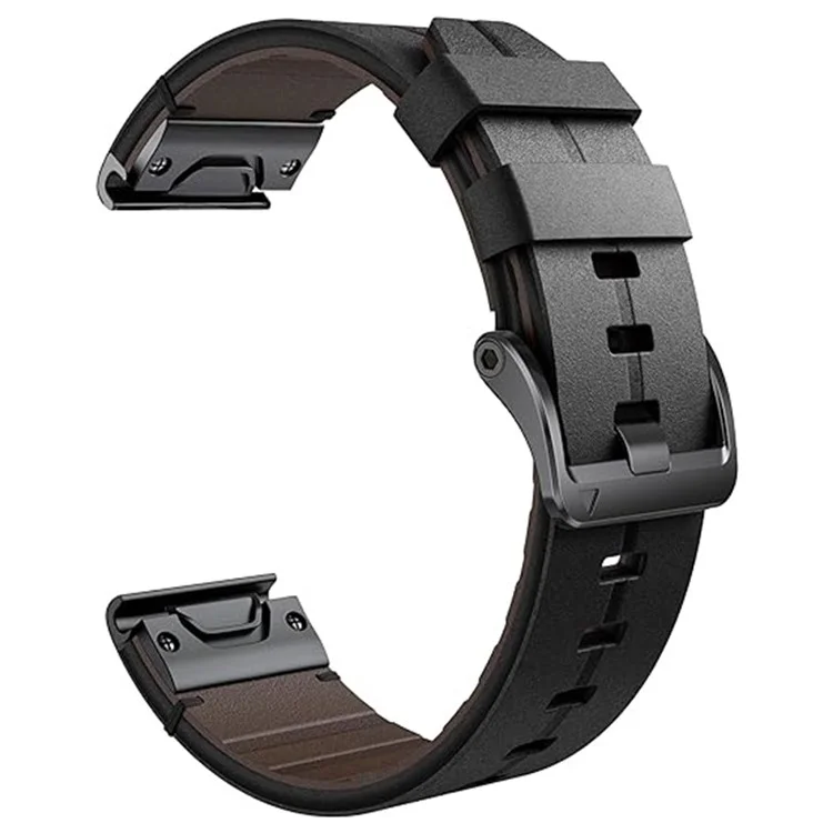 Für Garmin Fenix 5 6 7 Instinc Instinc 2 Approach 22mm Soft Genuine Leather Watch Strap - Schwarz